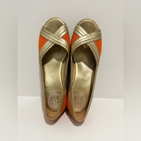 Lilly Pulitzer Lia canvas espadrille orange and gold Wedges - Picture 2 of 7